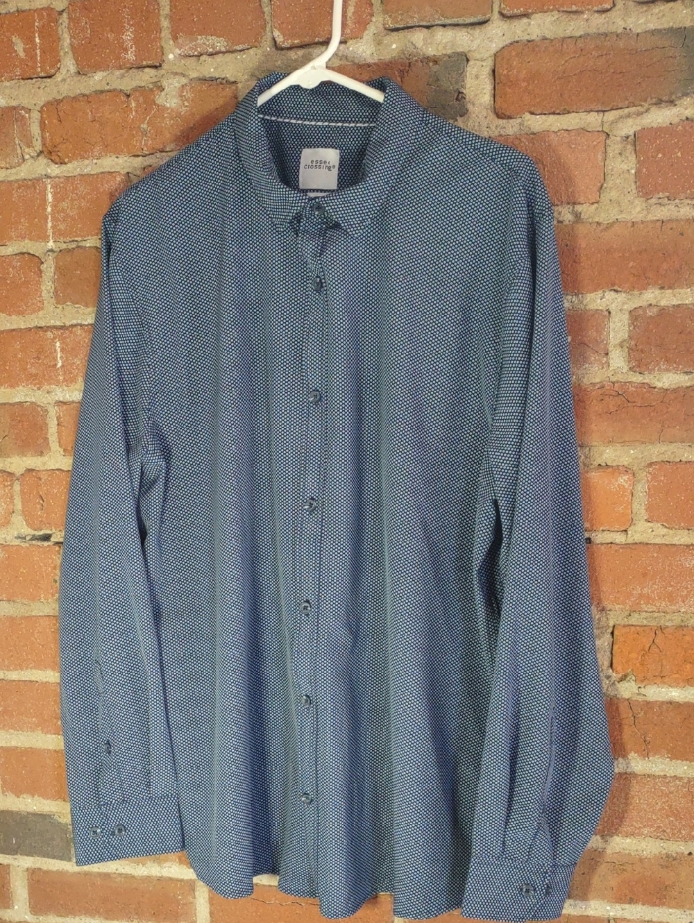 Casual Blue Patterned Men's Dress Shirt by Essex Crossing